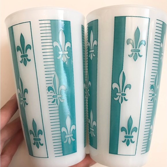 EUC Hazel Atlas Fleur De Lis 12oz High Ball Glasses Set of 6 - Picture 7 of 14